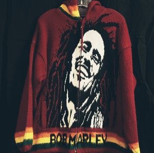Bob Marley zip-up sweater jacket.  Unisex size L.